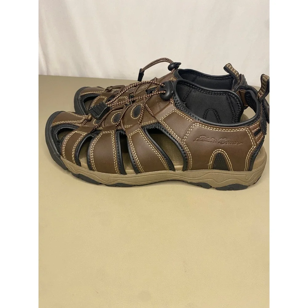 Eddie Bauer Meridian Mens Brown Fisherman Sandals Bungee Closure Size 9M